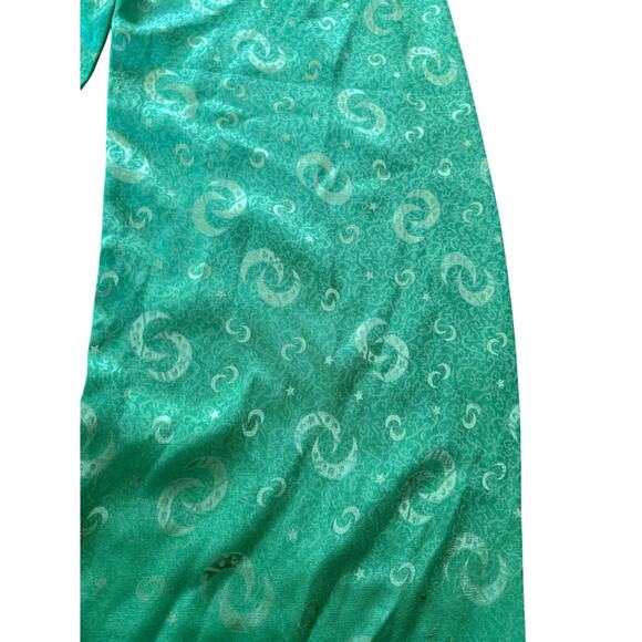 Vintage neon green all over moon print silky pants - Picture 5 of 6